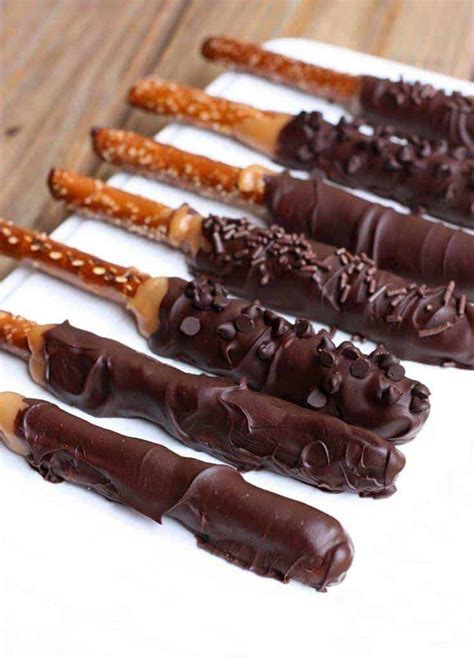 Caramel And Chocolate Dipped Pretzel Rods Tastes Better From Scratch