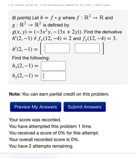 Solved 6 Points Let H F∘g Where F R2→r And G R2→r2 Is