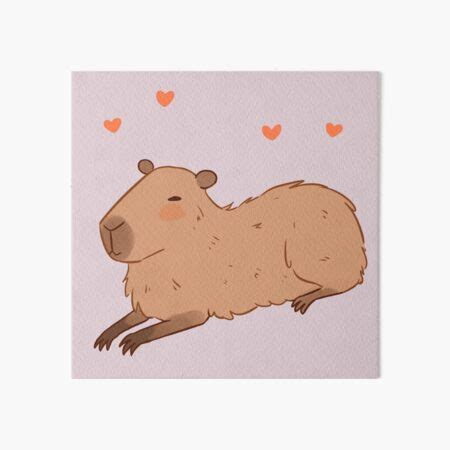 Capybara Cute Illustration Nice Capybara Pink Art Board Print For