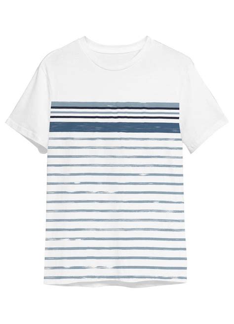 Camiseta Masculina Listrada Meia Malha Branco Rovitex