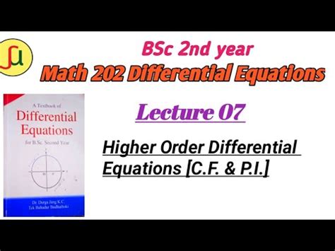 Lecture Higher Order Differential Equations Tu Bsc Nd Year Math