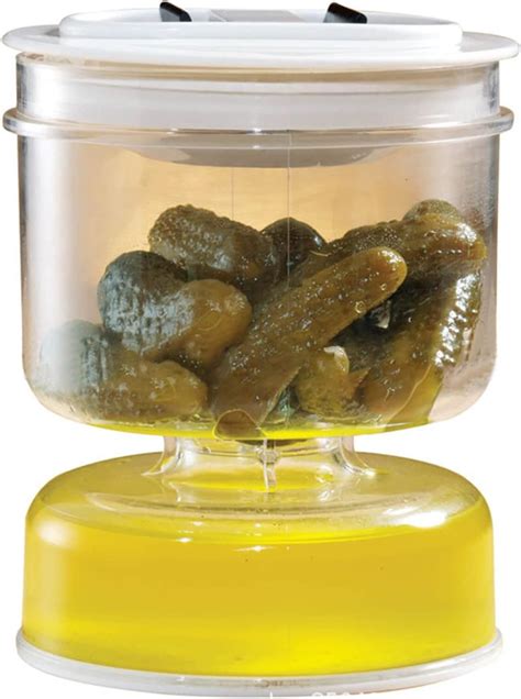 Pickle And Olives Jar Hourglass Container With Strainer Leak Proof