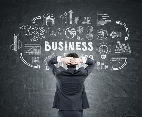 Man Looking At Business Idea Scheme Stock Photo Image Of Chalkboard