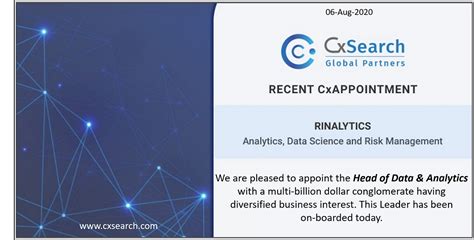 Cxappointment Head Of Analytics With A Multi Billion Dollar Conglomerate Executive Search