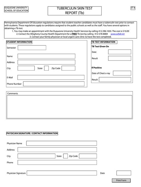 Tb Test Form 2020 Fill And Sign Printable Template Online Us Legal Forms