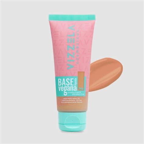 Base Líquida Alta Cobertura Vegana Vizzela Cor 13 Base Facial