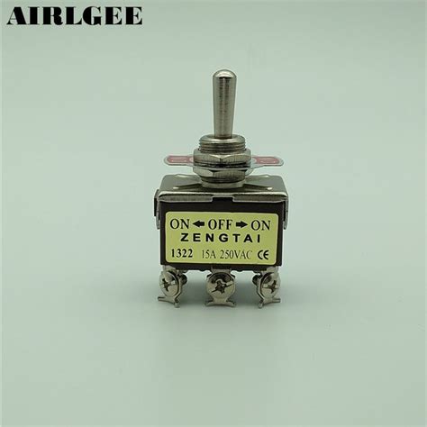 AC 250V 15A 6 Screw Terminals Latching Type 3 Position 2P2T DPDT Toggle