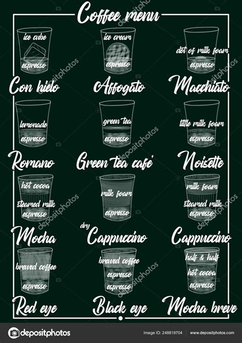 Cups Of Coffee Drinks In Hand Drawing Stock Vector By Masterkoii 248819704