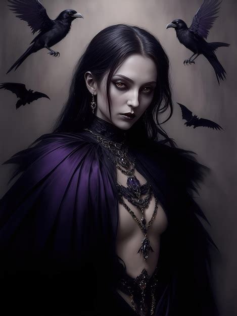 Premium AI Image Portrait Of A Beautiful Gothic Woman With Dark Hair