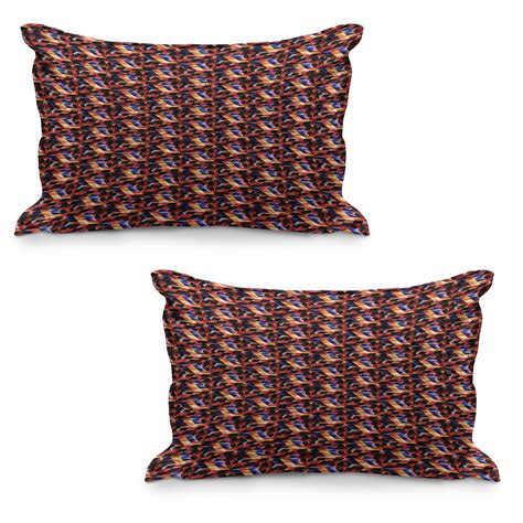 Geometric Quilted Pillowcover Set Of Futuristic Mosaic With Fractal