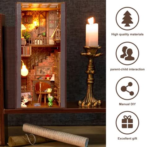 Diy Book Nook Kit Led Light D Wooden Puzzle Book House Building Kit