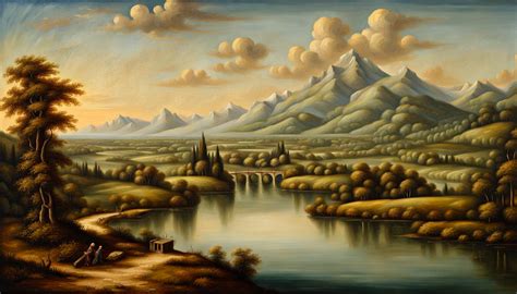 Magnificent Landscape Oil Painting Inspired By Leonardo Da Vinci