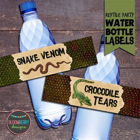 Reptile Party Reptile Party Water Bottle Labels Reptile Etsy