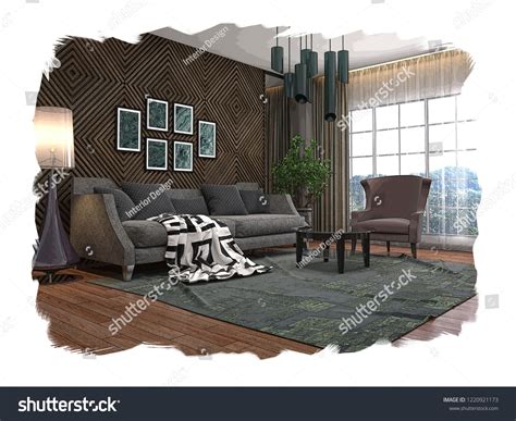 Interior Sketch Design Living Room 3d Stock Illustration 1220921173 | Shutterstock