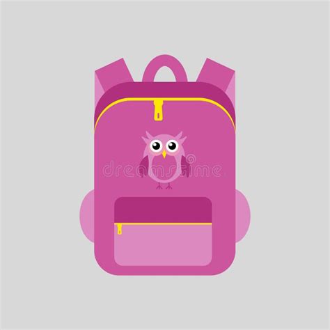 Plano De La Escuela De Bolso Aislado En Fondo Gris Mochila Rosa Con