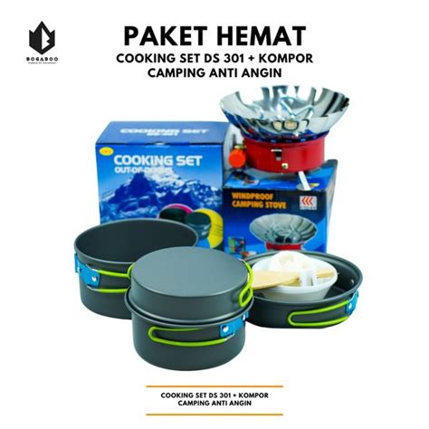 Jual Paket Hemat Cooking Set Ds Plus Kompor Anti Angin Nesting