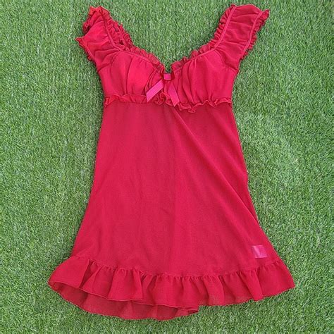 Sexy Red Mesh Babydoll Lingerie Dress By Depop