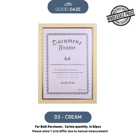 【good Daze】a4 Certificate Frame Home Decor Cert Frame Photo Frame A4