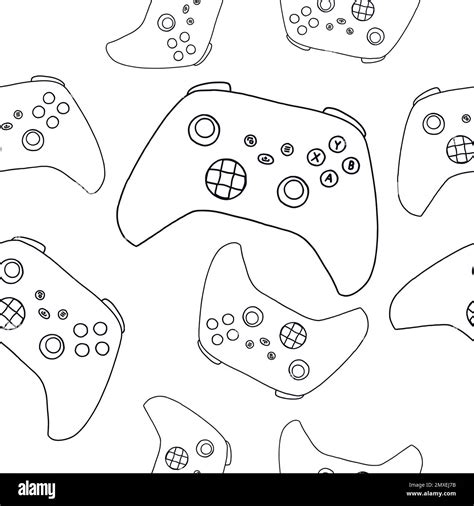 Seamless Pattern Of Game Controllers Vector Illustration In Hand Drawn