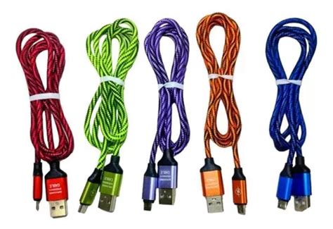 Pack 40 Cable Micro Usb V8 Colores Surtidos Precio Mayoreo Meses Sin Interés