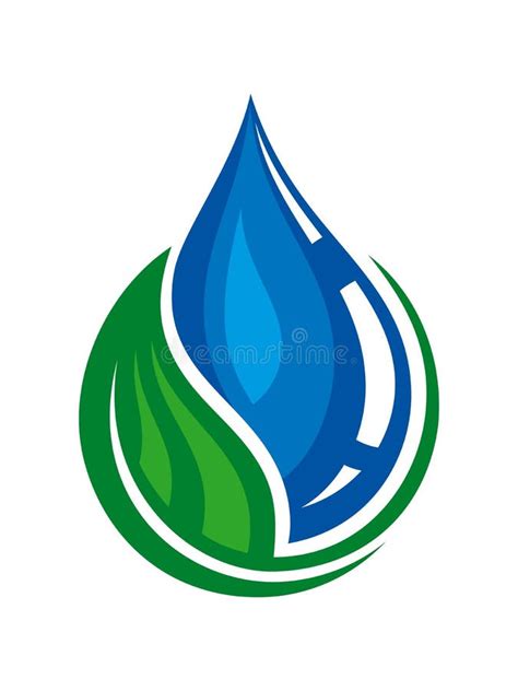 Emblema Sobre El Tema De La Ecología Una Hoja Y Una Gota De Agua Pura