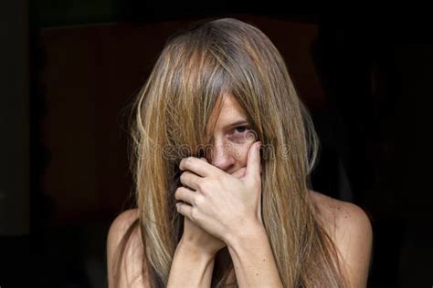 A Lovely Brunette Lingerie Model Poses In Lingerie In A Home Environment Stock Photo Image Of