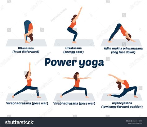 Set Asanas Power Yoga Poses Dynamic: vector de stock (libre de regalías) 1512744674 | Shutterstock