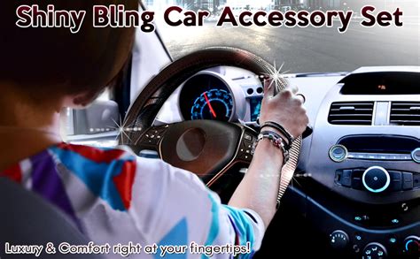 Zone Tech Shiny Bling Car Accessory Set Premium Quality