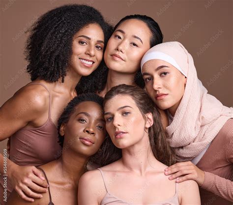 Diversity Beauty And Portrait Of A Group Of Women In Studio For