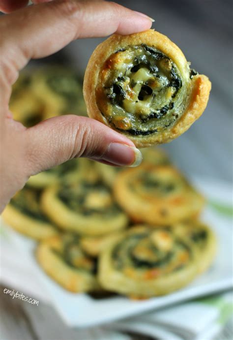 Cheesy Spinach Pinwheels - Emily Bites