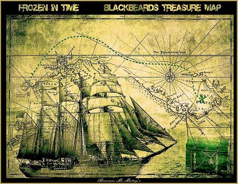 "BLACKBEARDS TREASURE MAP : Vintage Frozen in Time Print" Posters by ...