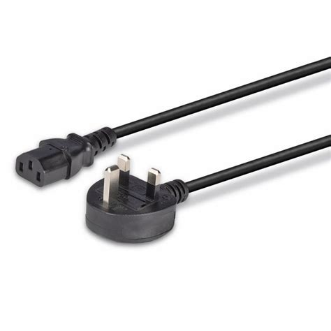 1m UK 3 Pin Plug To IEC C13 Mains Power Cable Black From LINDY UK