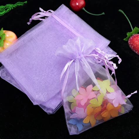 Plain X Cm Lavender Color Organza Jewelry Gift Bags Small Drawstring