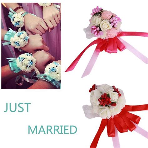 Buy 1 PCS Wedding Wrist Flower Bride Bridesmaids Wrist Corsages Wrist