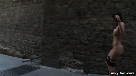 Shackled Naked Slut Posing In Public