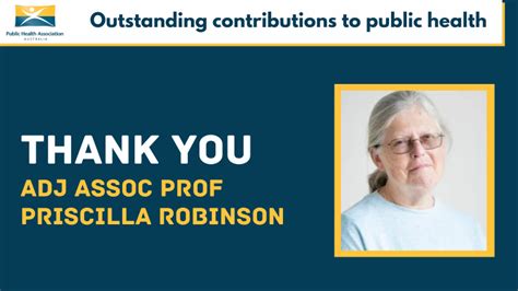 Honouring Adj Assoc Prof Priscilla Robinson For Her Decades Of Efforts