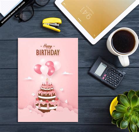 Free Birthday Card Mockup PSD Template | mockupden