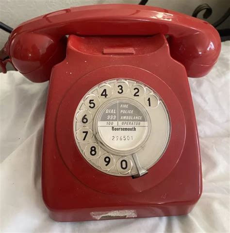 VINTAGE GPO GLOSS RED 746 TELEPHONE ROTARY DIAL Built 1983 PHONE