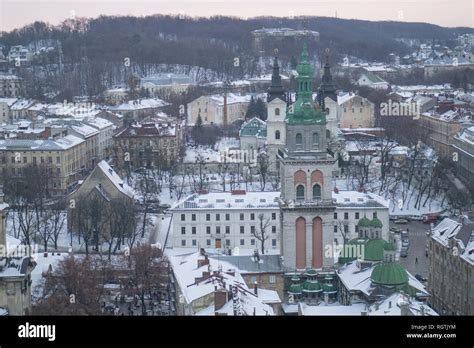 Top View From Of The City Hall On Houses In Lviv Ukraine Lviv Bird S