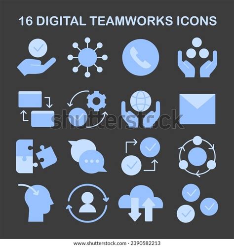 Digital Teamworks Icon Set Essential Collection Stock Vector Royalty