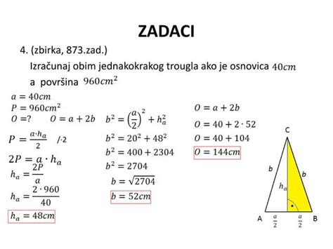 Pitagorina Teorema Primjena Na Jednakokraki Trougao