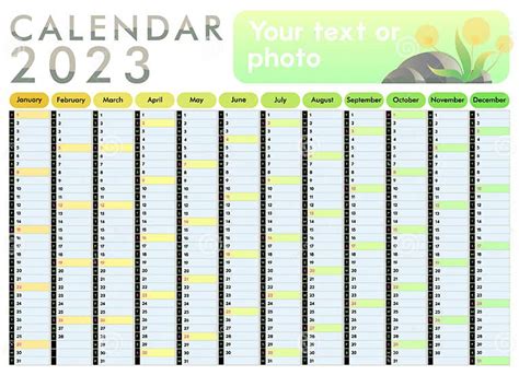 Calendar 2023 Daily Event Planner Vector Color Illustration Stock