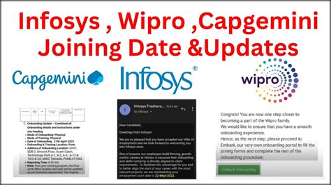 Infosys Wipro Capgemini Joining Updates Wipro Onboarding Update Off