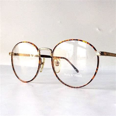 Vintage 90s Nos Round Eyeglasses Metal Gold Detailed Retro Eye Glasses Round Eyeglasses