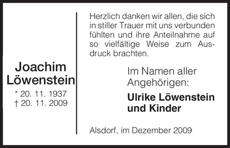 Traueranzeigen von Joachim Löwenstein Trauer HNA de