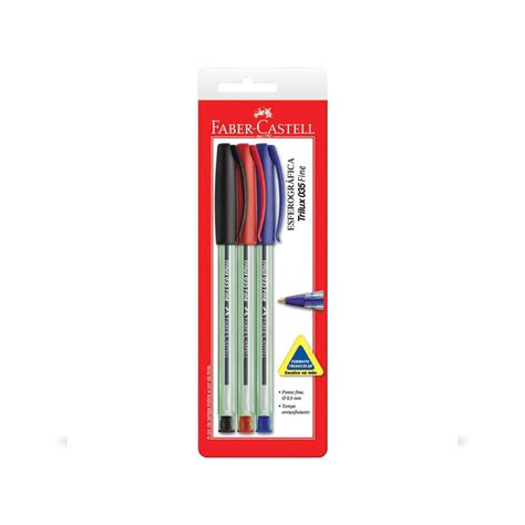 Caneta Esferogr Fica Faber Castell Trilux Ponta Fina Mm