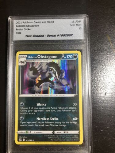 Pokemon Fusion Strike Galarian Obstagoon Holo Tcc Graded Gem