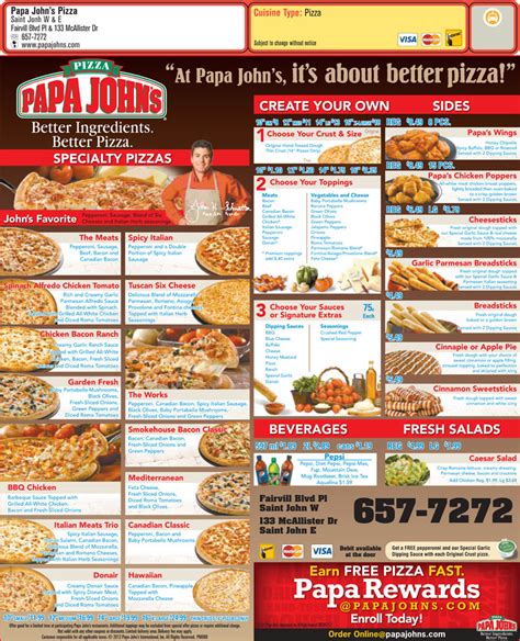 Papa John S Printable Menu Hot Sex Picture