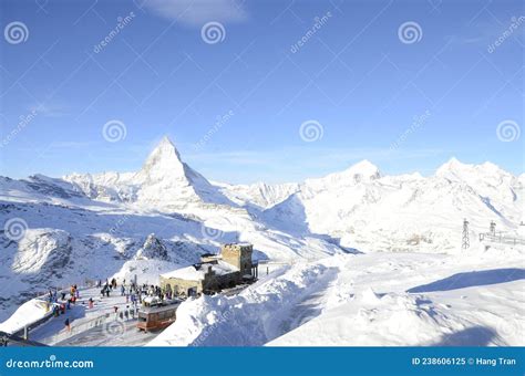 Tourists Visiting Ski Center in Matterhorn Zermatt, Switzerland. Stock ...