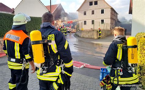 Scheunen Brand in Ketten Feuerwehr im Einsatz APP Rhönkanal NEU